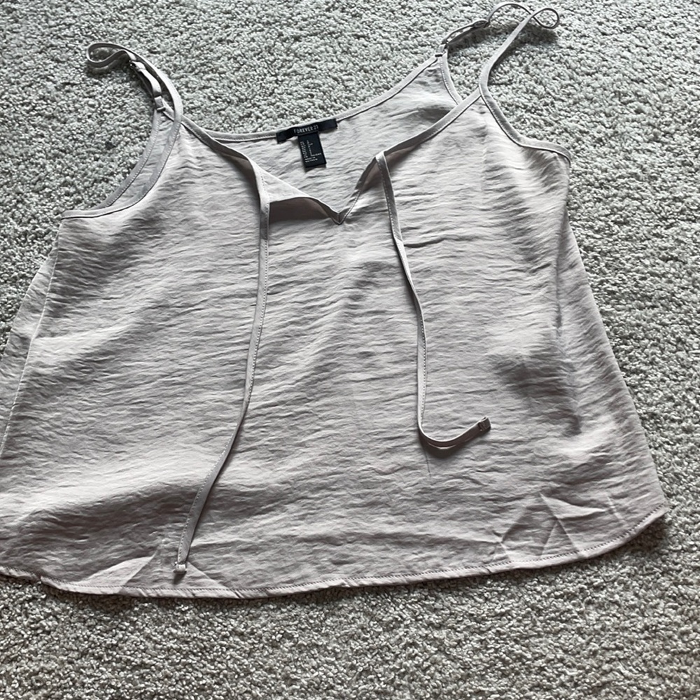 grey satin tank top